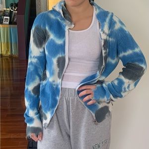 Like-new Flowers by Zoe Zip-up Sweater (L)